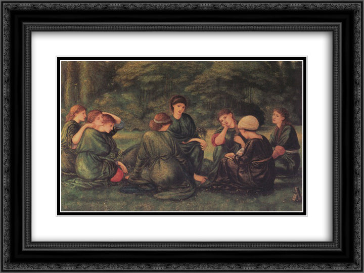 Green Summer 24x18 Black Ornate Wood Framed Art Print Poster with Double Matting by Burne Jones, Edward