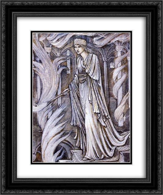 Gudrun Setting Fire to Atli s Palace 20x24 Black Ornate Wood Framed Art Print Poster with Double Matting by Burne Jones, Edward