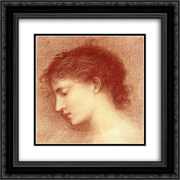 Head Study of Maria Zambaco (The Wine of Circe) 20x20 Black Ornate Wood Framed Art Print Poster with Double Matting by Burne Jones, Edward