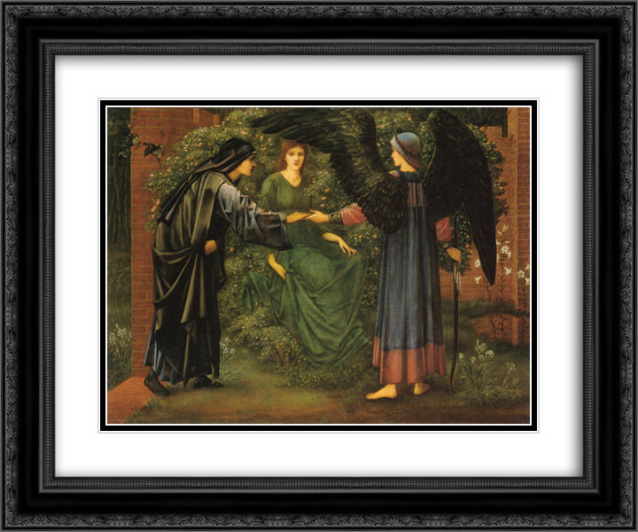 Heart of the Rose 24x20 Black Ornate Wood Framed Art Print Poster with Double Matting by Burne Jones, Edward