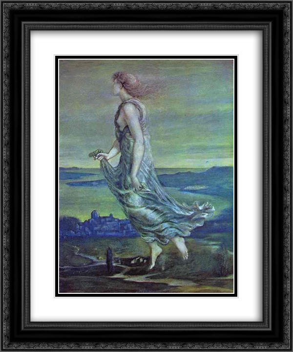 Hesperus. The Evening Star 20x24 Black Ornate Wood Framed Art Print Poster with Double Matting by Burne Jones, Edward