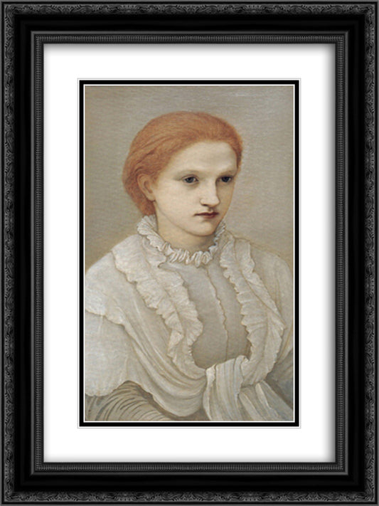 Lady Frances Balfour 18x24 Black Ornate Wood Framed Art Print Poster with Double Matting by Burne Jones, Edward