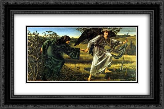 Love Leading The Pilgrim 24x16 Black Ornate Wood Framed Art Print Poster with Double Matting by Burne Jones, Edward