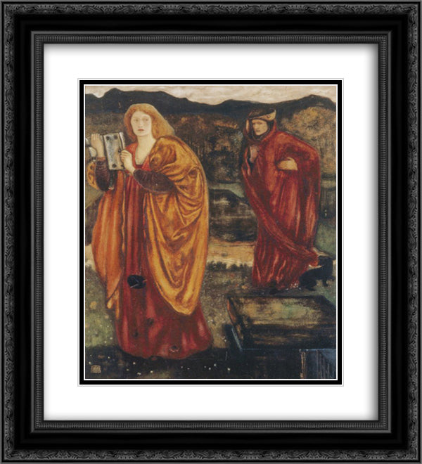 Merlin and Nimue 20x22 Black Ornate Wood Framed Art Print Poster with Double Matting by Burne Jones, Edward