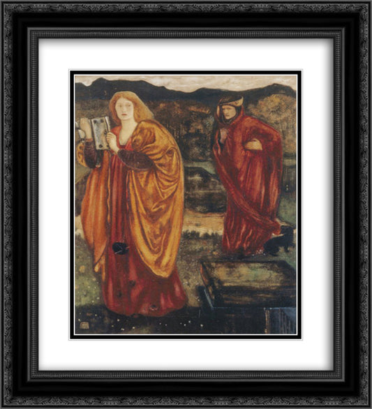 Merlin and Nimue 20x22 Black Ornate Wood Framed Art Print Poster with Double Matting by Burne Jones, Edward