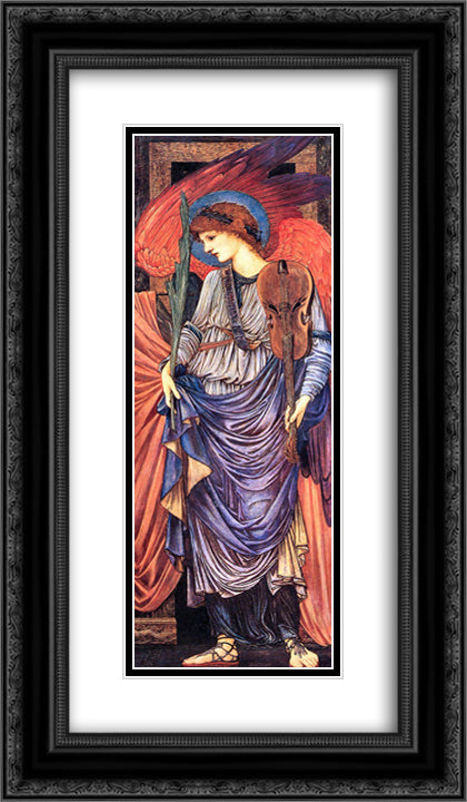 Musical Angels 14x24 Black Ornate Wood Framed Art Print Poster with Double Matting by Burne Jones, Edward