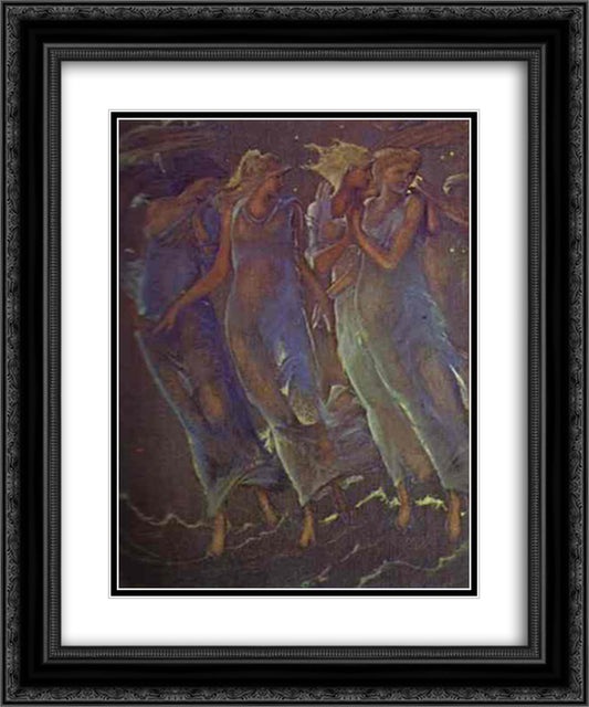 Nymphs of the Stars 20x24 Black Ornate Wood Framed Art Print Poster with Double Matting by Burne Jones, Edward