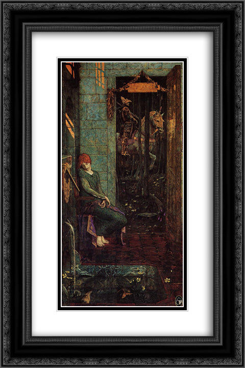 Owain departs from Landine 16x24 Black Ornate Wood Framed Art Print Poster with Double Matting by Burne Jones, Edward