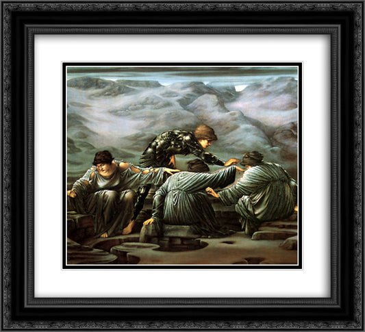 Perseus And The Graiae 22x20 Black Ornate Wood Framed Art Print Poster with Double Matting by Burne Jones, Edward