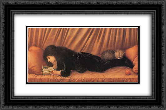 Portrait of Katie Lewis 24x16 Black Ornate Wood Framed Art Print Poster with Double Matting by Burne Jones, Edward