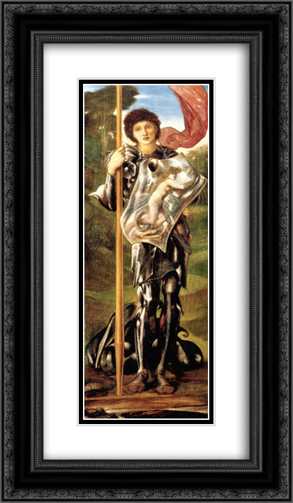 Saint George 14x24 Black Ornate Wood Framed Art Print Poster with Double Matting by Burne Jones, Edward