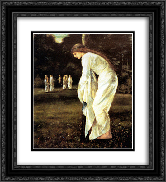 Saint George and The Dragon The Princess Tied to the Tree 20x22 Black Ornate Wood Framed Art Print Poster with Double Matting by Burne Jones, Edward