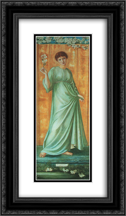 Spring 14x24 Black Ornate Wood Framed Art Print Poster with Double Matting by Burne Jones, Edward