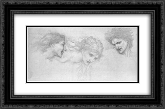 Study for Masque of Cupid 24x16 Black Ornate Wood Framed Art Print Poster with Double Matting by Burne Jones, Edward