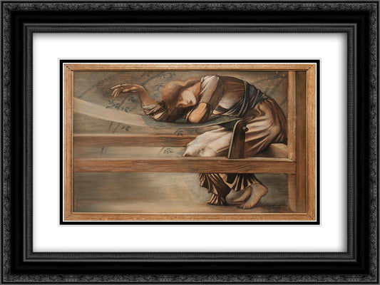 Study for the Garden Court 24x18 Black Ornate Wood Framed Art Print Poster with Double Matting by Burne Jones, Edward