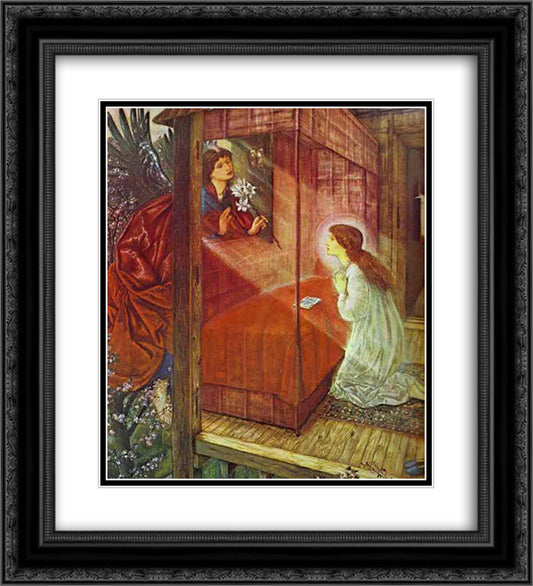 The Annunciation. The Flower of God 20x22 Black Ornate Wood Framed Art Print Poster with Double Matting by Burne Jones, Edward