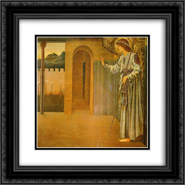 The Annunciation The Angel 20x20 Black Ornate Wood Framed Art Print Poster with Double Matting by Burne Jones, Edward