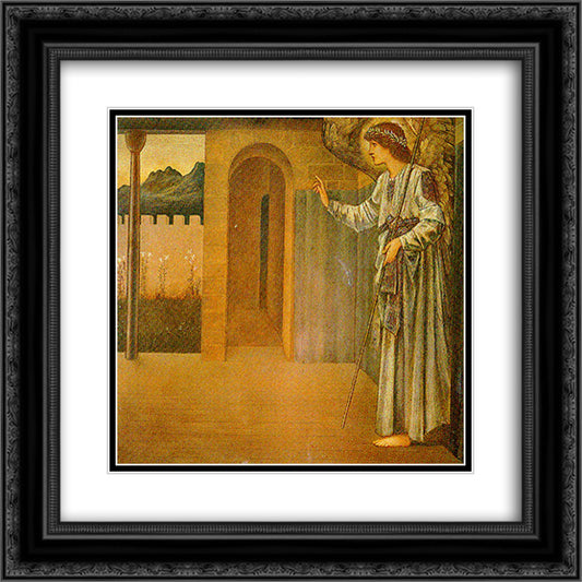 The Annunciation The Angel 20x20 Black Ornate Wood Framed Art Print Poster with Double Matting by Burne Jones, Edward