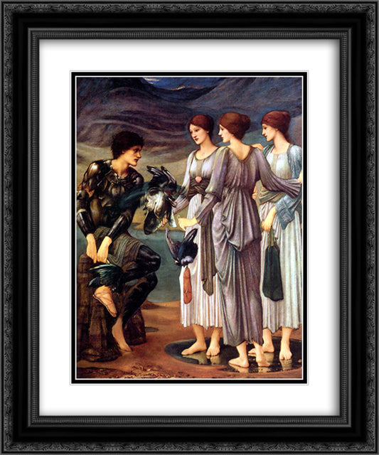 The Arming of Perseus 20x24 Black Ornate Wood Framed Art Print Poster with Double Matting by Burne Jones, Edward