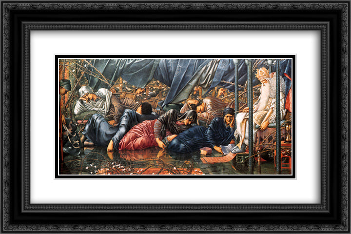 The Council Chamber 24x16 Black Ornate Wood Framed Art Print Poster with Double Matting by Burne Jones, Edward