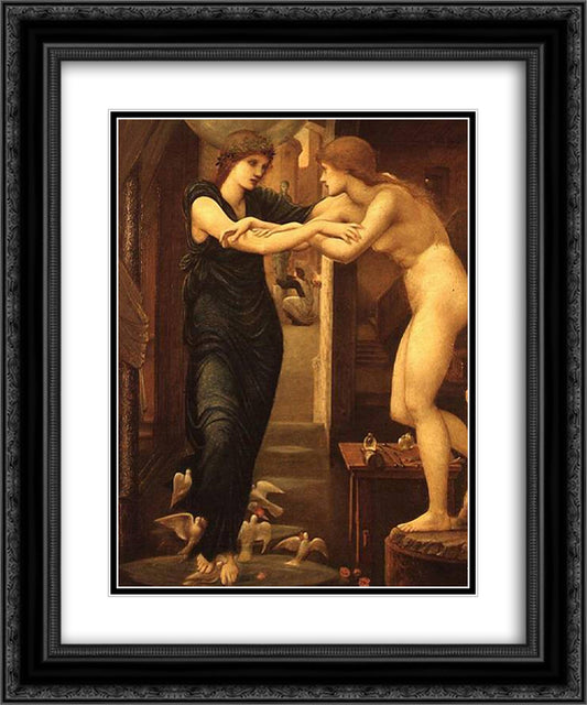 The Godhead Fires, Pygmalion 20x24 Black Ornate Wood Framed Art Print Poster with Double Matting by Burne Jones, Edward
