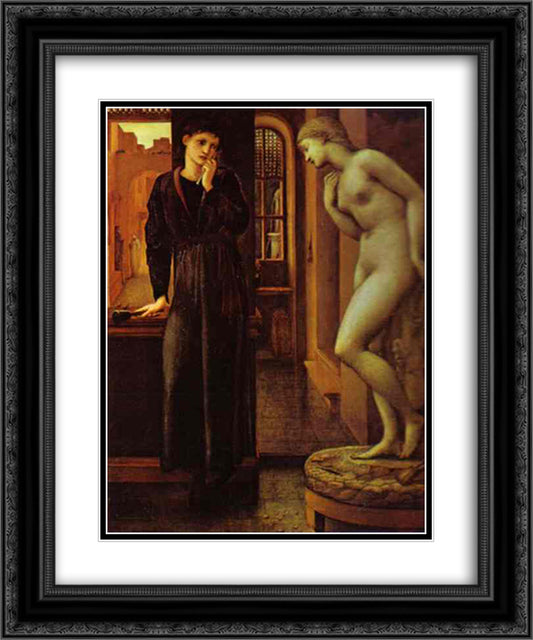 The Hand Refrains. The Pygmalion Series 20x24 Black Ornate Wood Framed Art Print Poster with Double Matting by Burne Jones, Edward