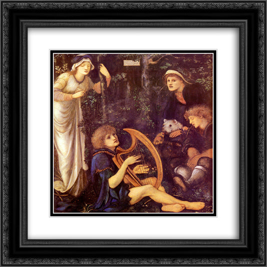 The Madness Of Sir Tristram 20x20 Black Ornate Wood Framed Art Print Poster with Double Matting by Burne Jones, Edward