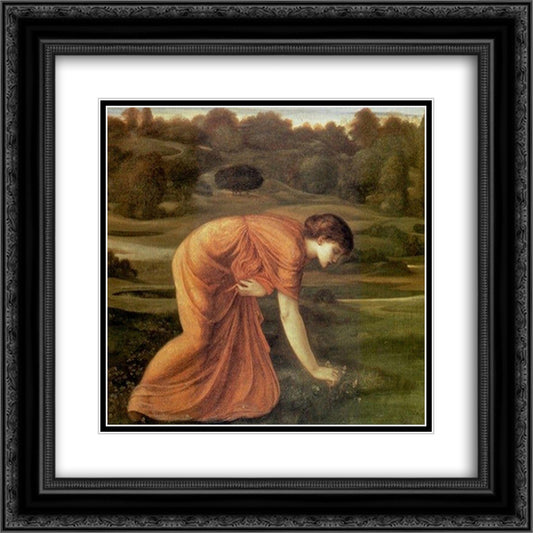 The March Marigold 20x20 Black Ornate Wood Framed Art Print Poster with Double Matting by Burne Jones, Edward