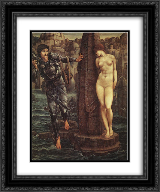 The Rock of Doom 20x24 Black Ornate Wood Framed Art Print Poster with Double Matting by Burne Jones, Edward