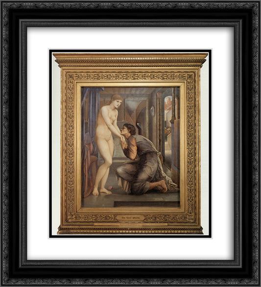 The Soul Attains 20x22 Black Ornate Wood Framed Art Print Poster with Double Matting by Burne Jones, Edward