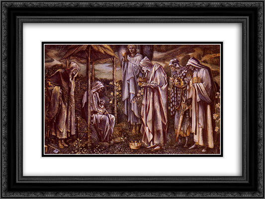 The Star Of Bethlehem 24x18 Black Ornate Wood Framed Art Print Poster with Double Matting by Burne Jones, Edward