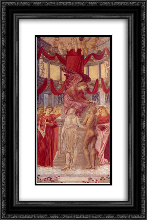 The Temple of Love 16x24 Black Ornate Wood Framed Art Print Poster with Double Matting by Burne Jones, Edward
