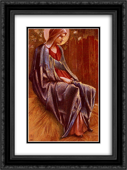 The Virgin 18x24 Black Ornate Wood Framed Art Print Poster with Double Matting by Burne Jones, Edward