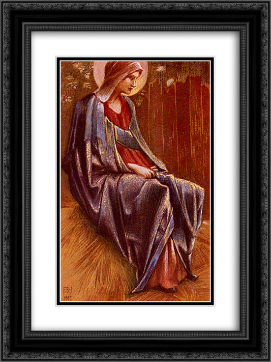 The Virgin 18x24 Black Ornate Wood Framed Art Print Poster with Double Matting by Burne Jones, Edward