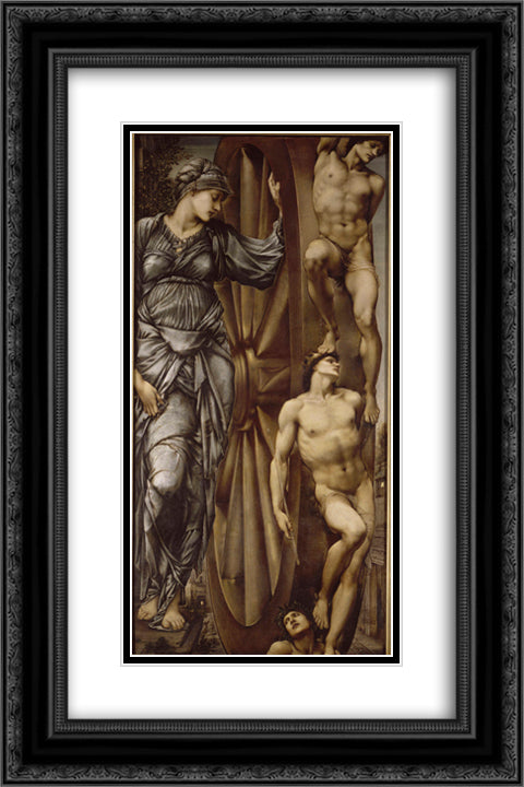 The Wheel of Fortune 16x24 Black Ornate Wood Framed Art Print Poster with Double Matting by Burne Jones, Edward
