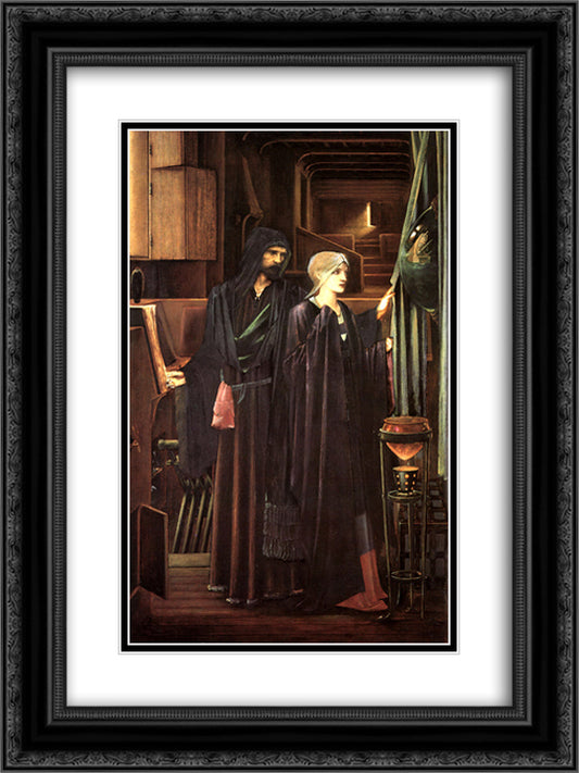 The Wizard 18x24 Black Ornate Wood Framed Art Print Poster with Double Matting by Burne Jones, Edward