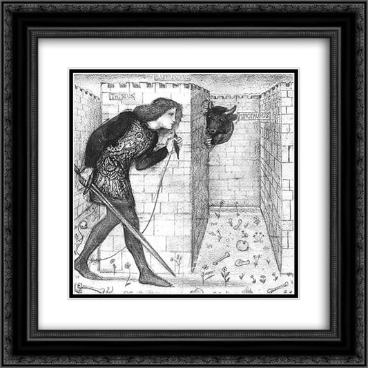 Theseus 20x20 Black Ornate Wood Framed Art Print Poster with Double Matting by Burne Jones, Edward