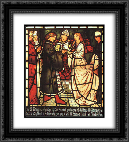 Wedding of Sir Tristram 20x22 Black Ornate Wood Framed Art Print Poster with Double Matting by Burne Jones, Edward