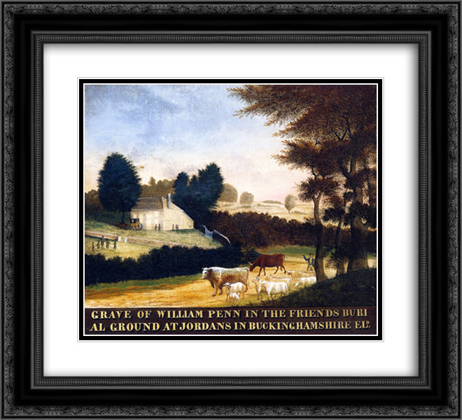 Grave of William Penn at Jordans in England 22x20 Black Ornate Wood Framed Art Print Poster with Double Matting by Hicks, Edward