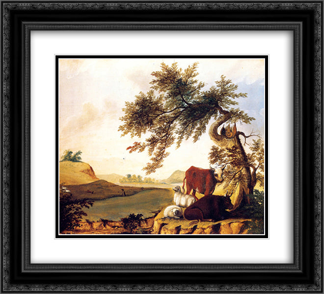 Landscape 22x20 Black Ornate Wood Framed Art Print Poster with Double Matting by Hicks, Edward