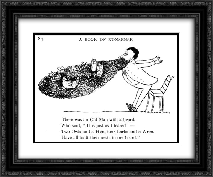 A Book of Nonsense 24x20 Black Ornate Wood Framed Art Print Poster with Double Matting by Lear, Edward