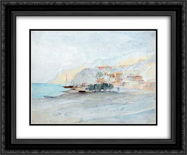 Bagnara Calabra 24x20 Black Ornate Wood Framed Art Print Poster with Double Matting by Lear, Edward