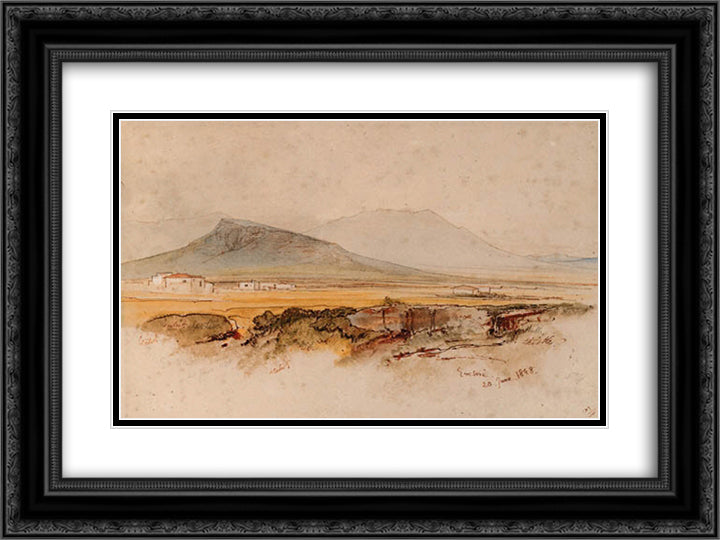 Eretria, Euboea, Greece 24x18 Black Ornate Wood Framed Art Print Poster with Double Matting by Lear, Edward