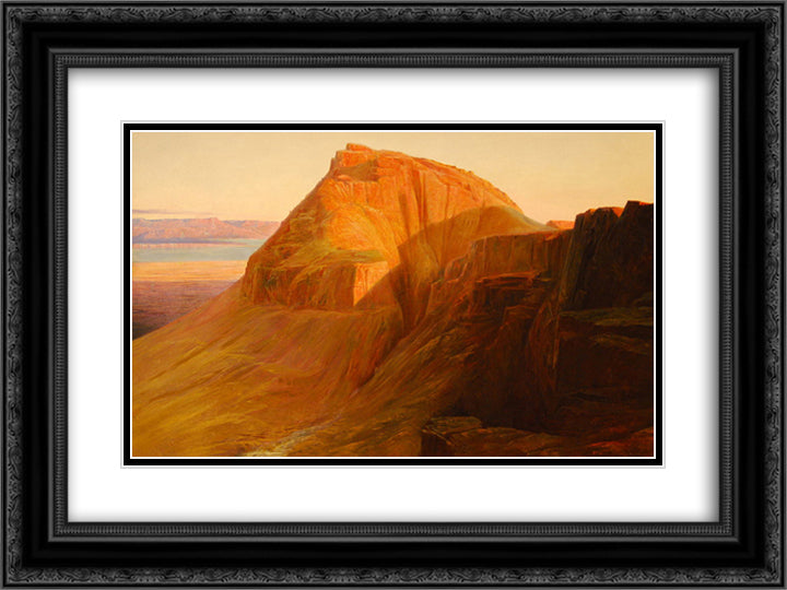 Masada on the Dead Sea 24x18 Black Ornate Wood Framed Art Print Poster with Double Matting by Lear, Edward