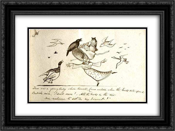 Nonsense 24x18 Black Ornate Wood Framed Art Print Poster with Double Matting by Lear, Edward