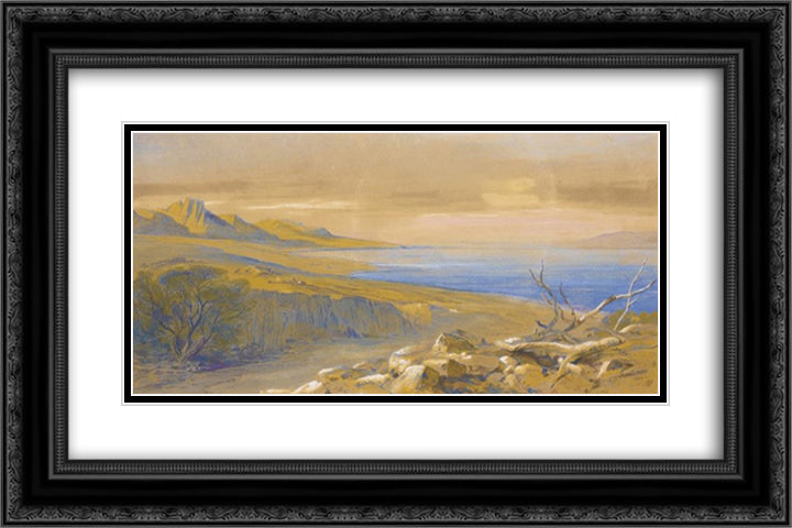 The Dead Sea, Jordan 24x16 Black Ornate Wood Framed Art Print Poster with Double Matting by Lear, Edward