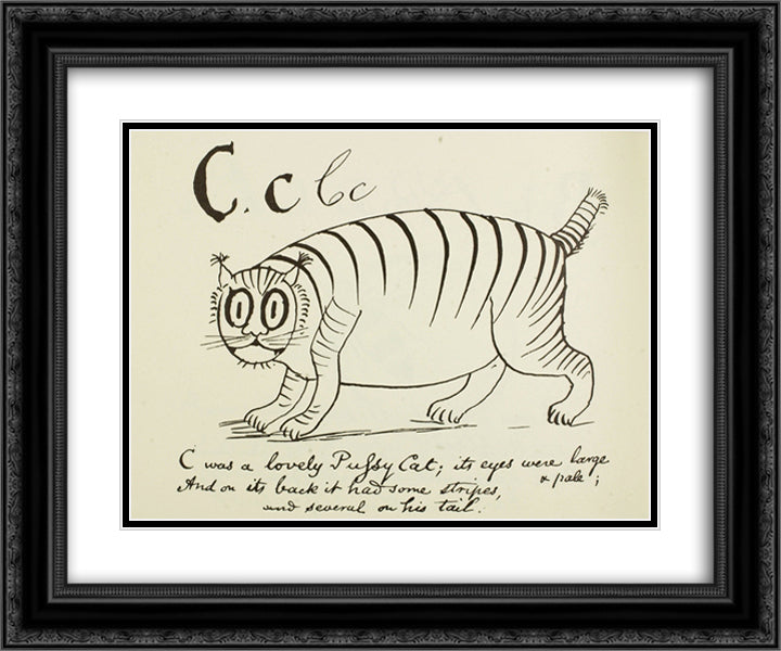 The Letter C of the Alphabet 24x20 Black Ornate Wood Framed Art Print Poster with Double Matting by Lear, Edward