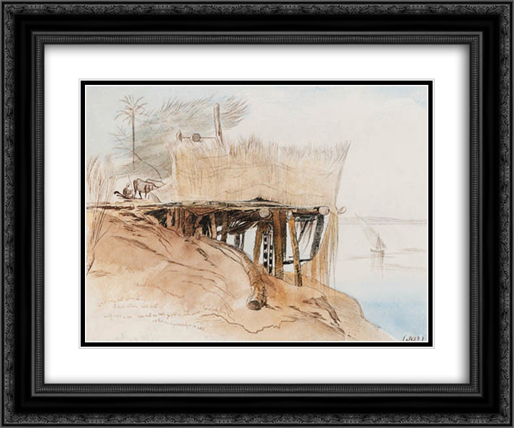 The Upper Nile, Toske, Egypt 24x20 Black Ornate Wood Framed Art Print Poster with Double Matting by Lear, Edward
