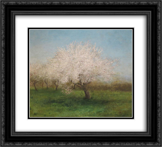 Apple Trees in a Meadow 22x20 Black Ornate Wood Framed Art Print Poster with Double Matting by Bannister, Edward Mitchell