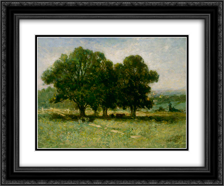 Landscape 24x20 Black Ornate Wood Framed Art Print Poster with Double Matting by Bannister, Edward Mitchell